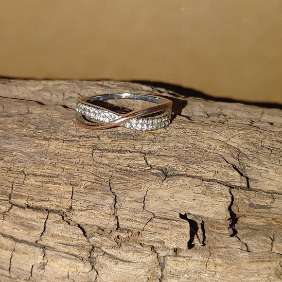 Large Size Sterling Silver 925 Infinity Ring Rose Gold Merle Diamond Accent 10.5 - Picture 10 of 10